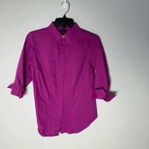 EUC Womens Worthington Petite Small PS Purple Long Sleeve Casual Blouse